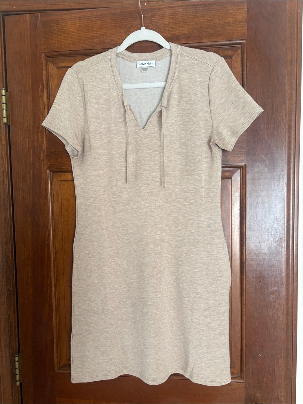 Calvin Klein | Heathered Beige Short Sleeve Dress